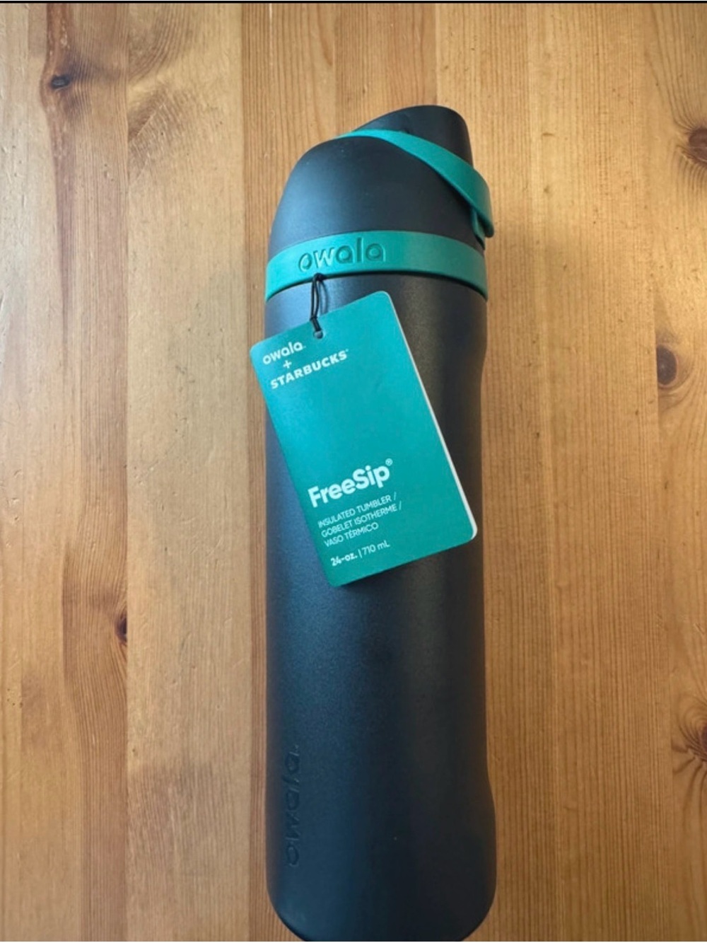 NWT! Owala Starbucks FreeSip Insulated Travel Bottle - Black with Green Accent